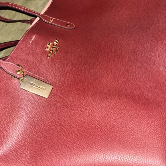 Coach Maroon Leather Tote Bag - Picture 2 of 6